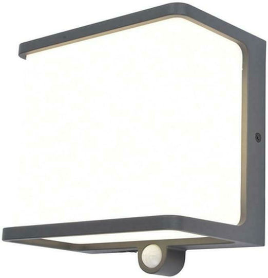 Lutec Doblo Wall Mounted Solar Light 12W 1000lm Natural White 4000K with Motion Sensor IP44 15cmx9cmx17cmcm