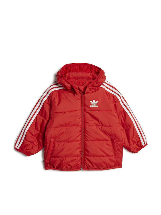Kids' Sports Jacket Short with Hood Red Adicolor