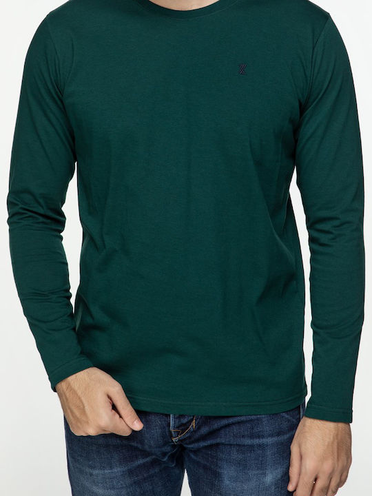 Bluză Snta cu mânecă lungă Basic și logo brodat - verde