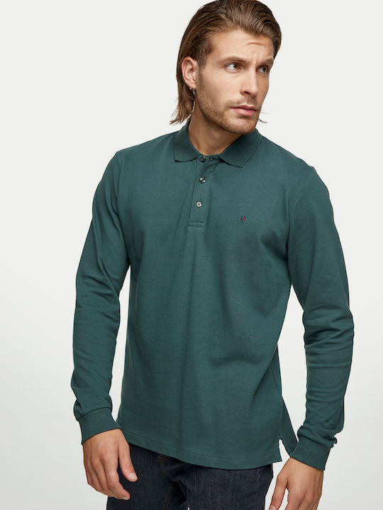 RedGreen Polo Pique Basic cu mâneci lungi - verde