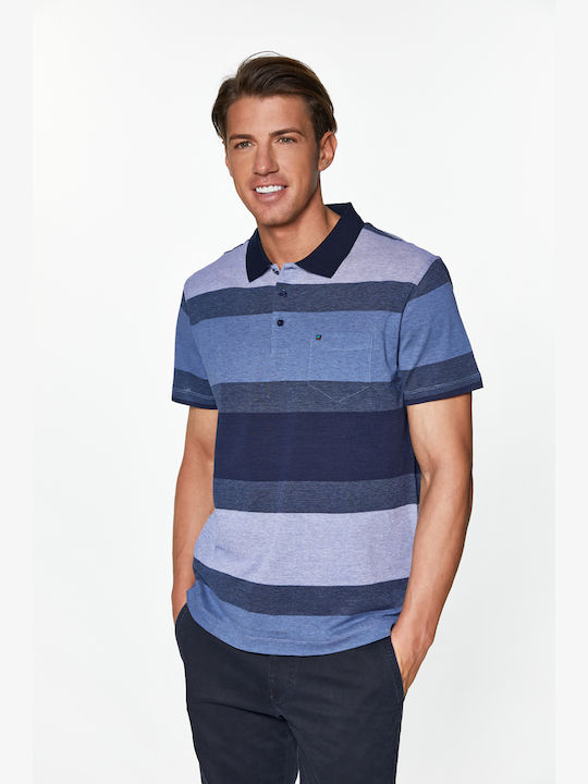 RedGreen Polo Piquet Striped with Short Sleeve Bla Strib - Blue Striped