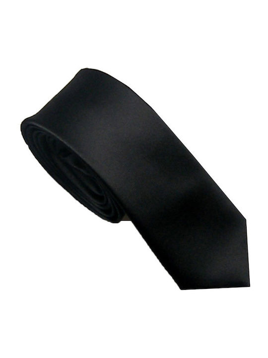 Ανδρική Γραβάτα Συνθετική Μονόχρωμη σε Μαύρο Χρώμα