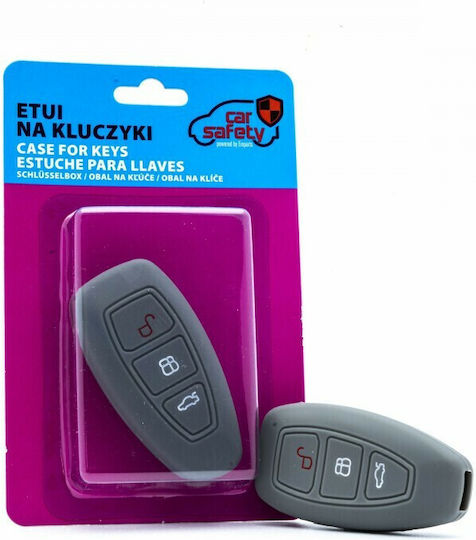 Husă Cheie Auto Car Safety Din Silicon Cu 3 Butoane Pentru Ford Gri