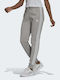 Essentials 3 Streifen Damen Jogginghose mit Lässig Fleece Mittleres Grau Heather / Weiß