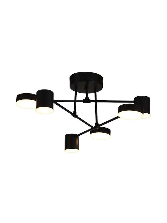 Viokef Uno Μοντέρνα Μεταλλική Πλαφονιέρα Οροφής με Ενσωματωμένο LED σε Μαύρο χρώμα 57cm