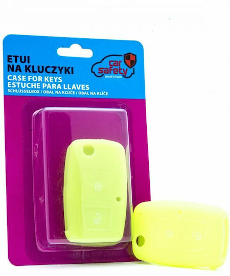 Husă Cheie Auto Car Safety Din Silicon Cu 2 Butoane Pentru Seat Skoda VW Verde