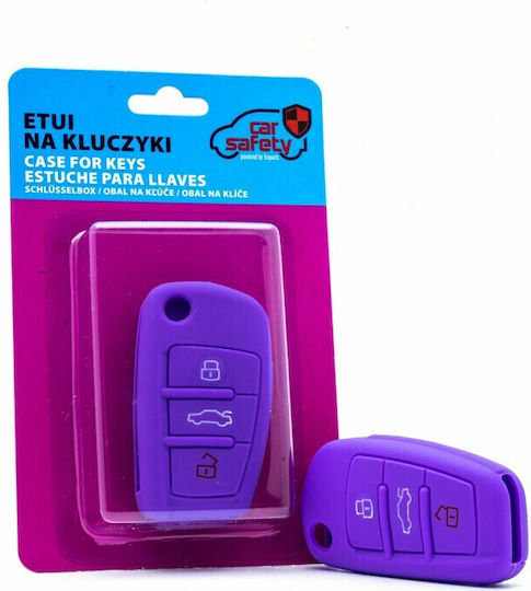 Husă Cheie Auto Car Safety Din Silicon Cu 3 Butoane Pentru Audi În Culoare Violet