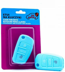 Silicone Car Key Cover Case Car Safety with 3 Buttons for Audi Blue