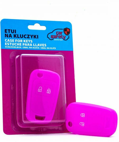 Husă Pentru Cheie Auto Car Safety Din Silicon Cu 2 Butoane Pentru Chevrolet Opel În Culoare Roz