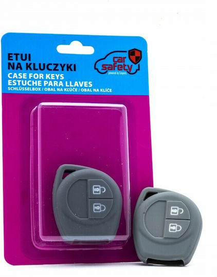Silicone Car Key Cover Case Car Safety with 2 Buttons for Fiat / Opel / Suzuki Gray