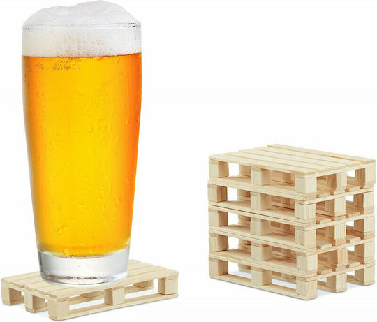 Relaxdays Σουβέρ Ξύλινο Μπεζ 12x12cm 6τμχ Relaxdays Σουβέρ Ξύλινο Μπεζ 12x12cm 6τμχ