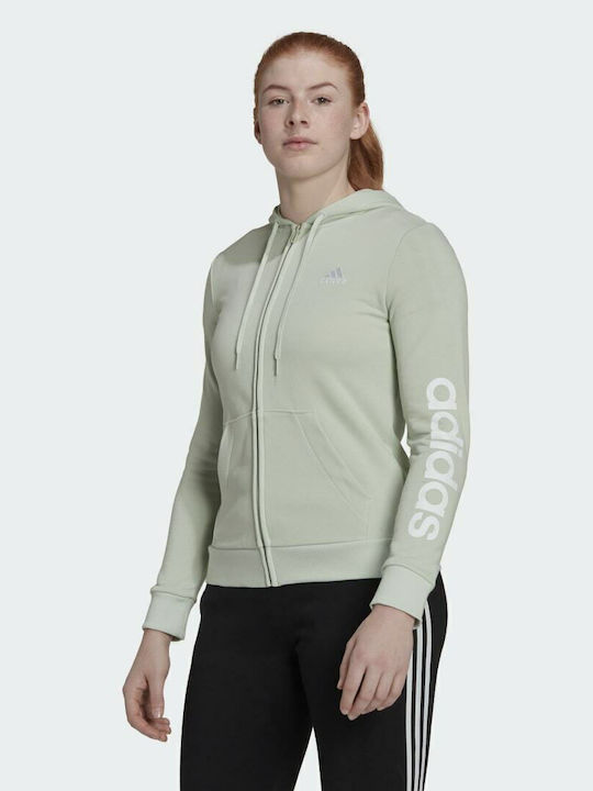Essentials Damen Sweatshirtjacke Kapuzen Linen Green