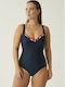 Swimsuit With Light Padding For Large Bust Navy Blue