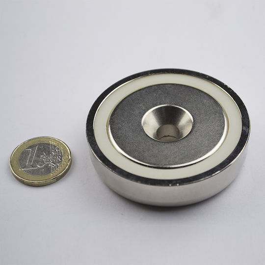 Magnitech Neodymium Round Magnet with Hole and Traction Force 160kg D10xL78xW18mm