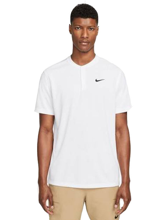 Nike Court Ανδρική Μπλούζα Dri-Fit με Κουμπιά Κοντομάνικη Λευκή