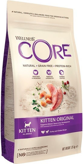 Wellness Core Kitten Original Dry Food Grain-Free & Gluten-Free for Young Cats with Turkey / Chicken 1.75kg
