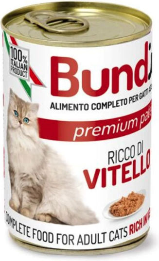 Bundy Adult Wet Food for Adult Cats in Cans with Calf 400gr