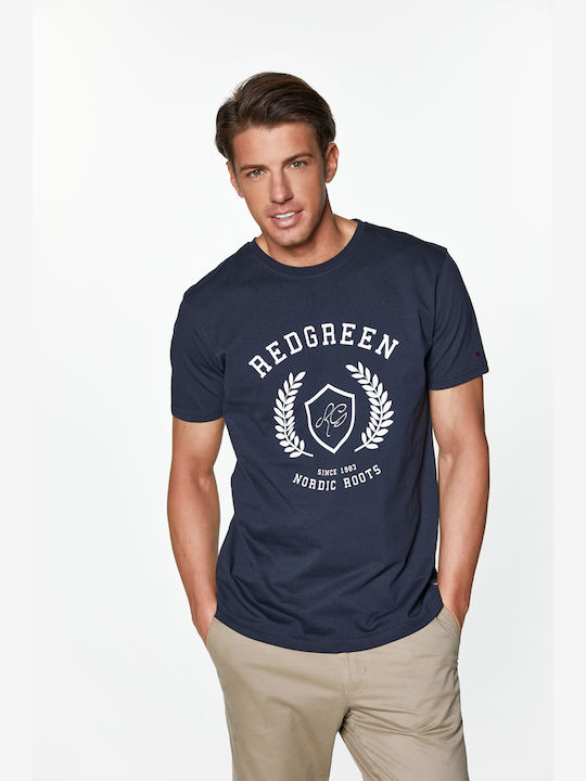 Tricou RedGreen cu imprimeu Nordic Roots - Blue Navy