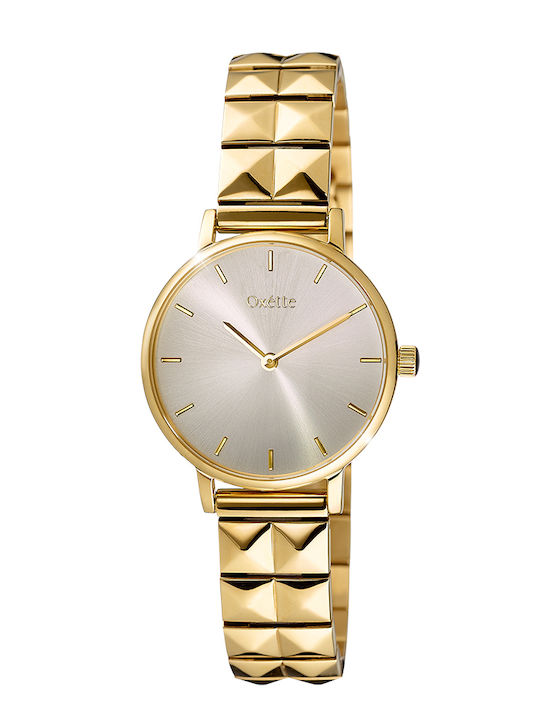 Oxette Futuristic Γυναικείο Ρολόι 30mm Μπαταρίας με Χρυσό Μεταλλικό Μπρασελέ