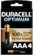 Duracell 4 Pack Alkaline Batteries AAA Optimum 200 1.5V