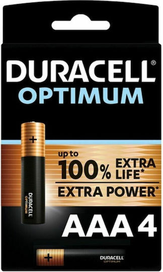Duracell 4 Pack Alkaline Batteries AAA Optimum 200 1.5V