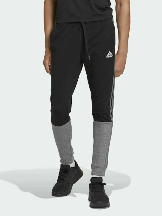 Adidas Essentials Mélange French Terry Παντελόνι Φόρμας με Λάστιχο Μαύρο