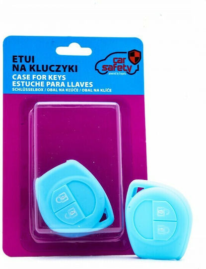 Husă Cheie Auto Car Safety Din Silicon Cu 2 Butoane Pentru Fiat Opel Suzuki În Culoare Albastră