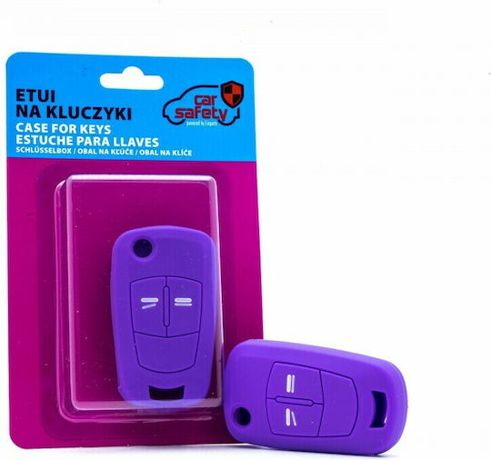 Θήκη Κλειδιού Car Safety από Σιλικόνη με 2 Κουμπιά για Opel σε Μωβ Χρώμα