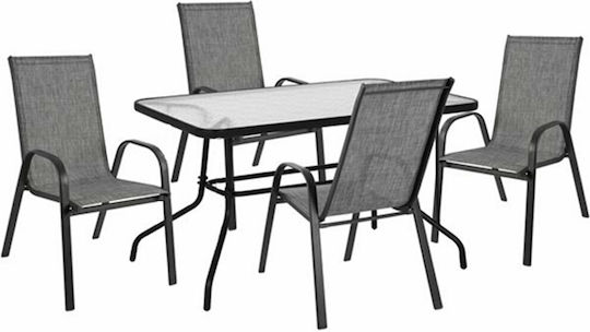 Garten- und Outdoor-Möbelsets Typsatz Speisesaal 5 Stück Schwarz