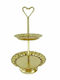 JK Home Decoration Metallic Dessert Tower Stand with 2 Tiers Gold Ø28cmxY50cm