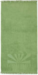 Funky Buddha Logo Green Cotton Beach Towel with Fringes 170x90cm