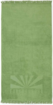 Funky Buddha Logo Strandtuch Baumwolle Green Tea mit Fransen 170x90cm.