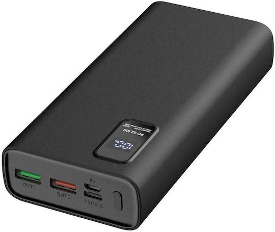 Platinet PL0412 Power Bank 20000mAh 22.5W με 2 Θύρες USB-A και Θύρα USB-C Power Delivery / Quick Charge 3.0 Μαύρο