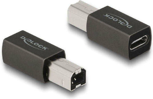 DeLock Converter USB-B male to USB-C female Gray 1pcs 65839