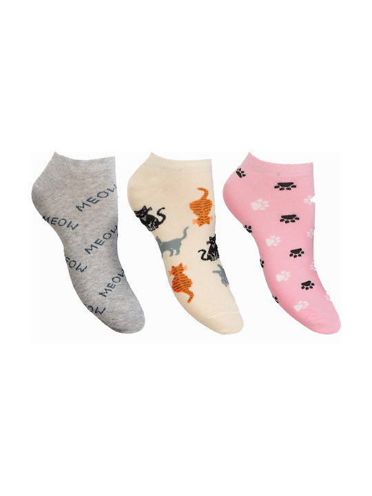 Kal-tsa Cats Damen Gemusterte Socken Mehrfarbig 3Pack