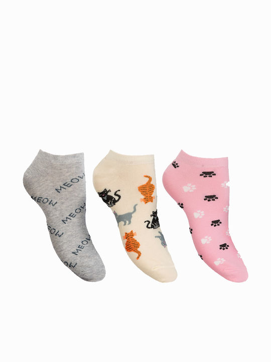 Kal-tsa Cats Femei Șosete cu Model Multicolor 3Pachet