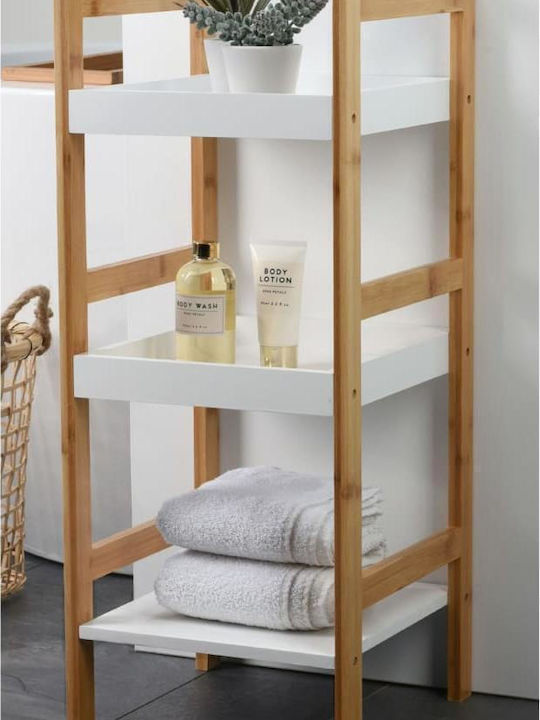 JK Home Decoration Επιδαπέδια Ραφιέρα Μπάνιου Ξύλινη με 3 Ράφια 30x30x72cm
