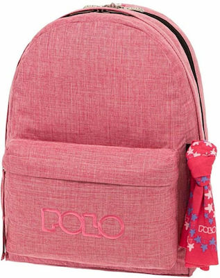 Polo Original Double Scarf Σχολική Τσάντα Πλάτης Γυμνασίου - Λυκείου σε Ροζ χρώμα 30lt 2022