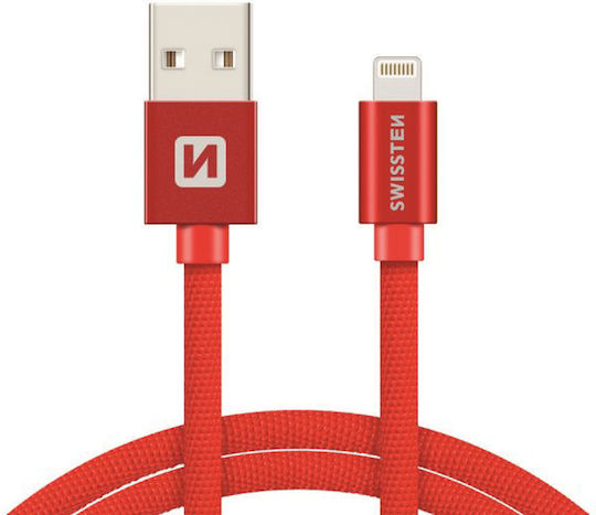 Swissten Braided USB to Lightning Cable Κόκκινο 1.2m (71523206)