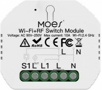 MOES Интелигентен Превключвател 2 Канала Wi-Fi & RF С Неутрален 2 Бройки