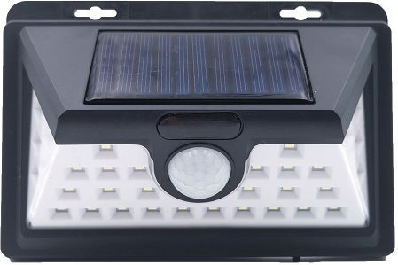 Foyu Smd Plastic Solar Panel Street Solar Light 30W 2700lm Cold White 6500K with Motion Sensor and Photocell IP65 15.7cmx10.5cmx4.5cmcm