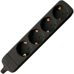 Spot Light 4-Outlet Power Strip without Cable Black