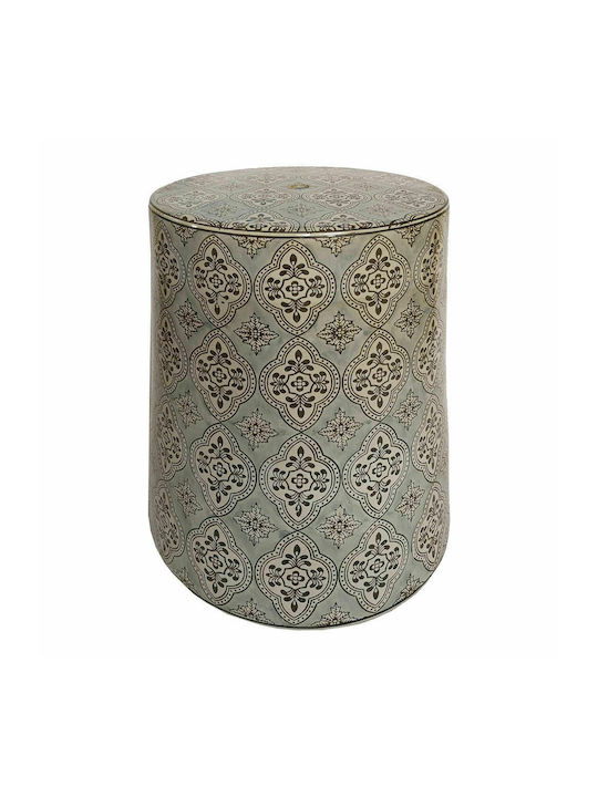 Round Side Table Beige - Blue L33.5xW33.5xH43cm