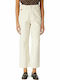 High Waist Women's Jean Trousers in Loose Fit Monogram White Swan