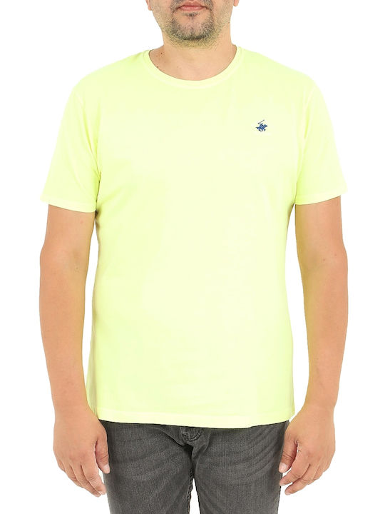 Beverly Hills Polo Club Ανδρικό T-shirt Fluo Yellow με Λογότυπο