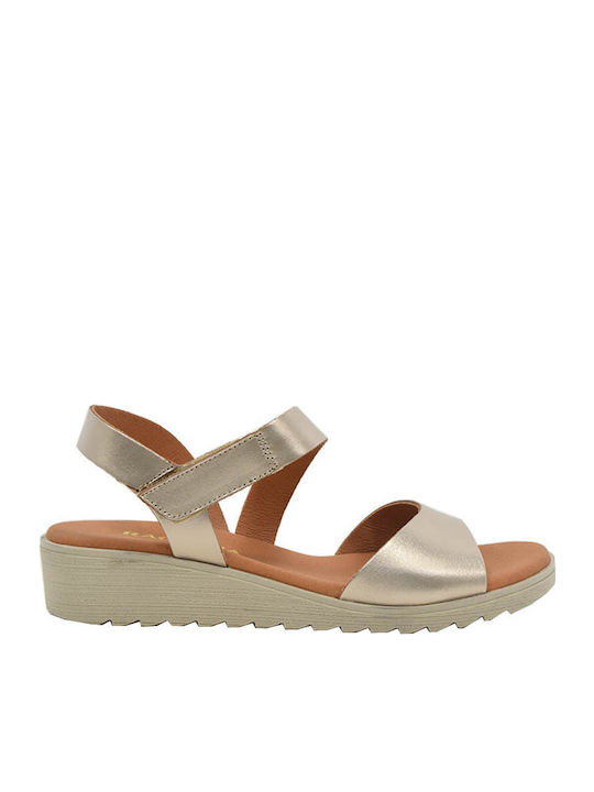 Ragazza Women's Leather Ankle Strap Platforms Sand