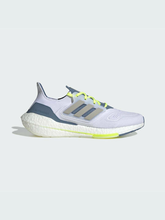 Adidas Ultraboost 22 Ανδρικά Αθλητικά Παπούτσια Running Cloud White / Metal Grey / Linen Green