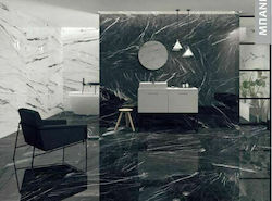 Apricot Marquina Πλακάκι Δαπέδου Εσωτερικού Χώρου Πορσελανάτο Γυαλιστερό 120x60cm Μαύρο
