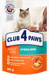 Club 4 Paws Sterilised Nasses Katzenfutter für Katze in Beutel mit Rindfleisch 80gr