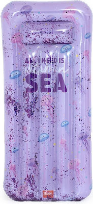 Legami Milano Jellyfish Glitter Kids Inflatable Mattress Purple with Glitter 175cm